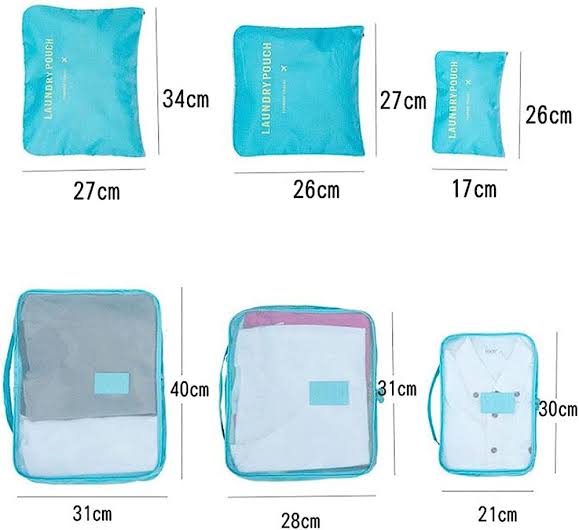 6pcs/set Travel Storage Bag Portable Zip Pouch